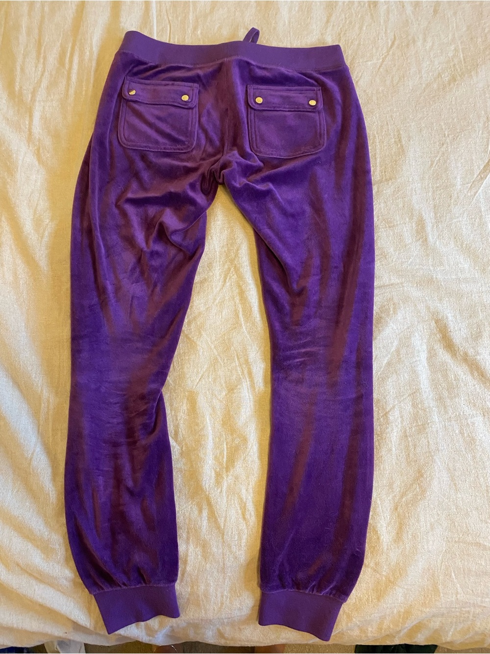 Vintage Juicy Couture Purple Velour Joggers Snap Pocket Cinched Ankle XS